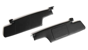 Porsche 914 Sun Visors (Pair) w. Mirror and 3 Brackets, Black, NEW - Picture 1 of 8