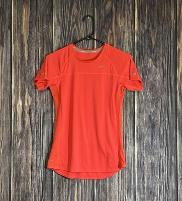 Nike Dri-Fit Shirt Womens S Red Running Top Reflective Short Sleeve Gym - Image 1 of 4