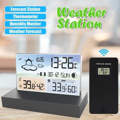 USB Smart Alarm Clock Digital LCD Weather Station Indoor /Outdoor Thermometer * - Image 1 of 4