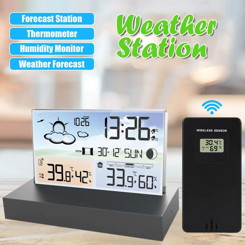 USB Smart Alarm Clock Digital LCD Weather Station Indoor /Outdoor Thermometer * - Image 1 of 4