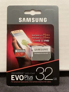 Samsung EVO Plus microSDHC MB-MC32G Memory Card UHS-I w/ SD adapter 32GB - Zdjęcie 1 z 2