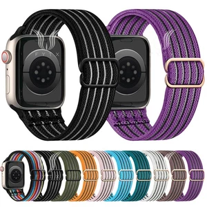 For Apple Watch Series 11 10 9 8 7 SE 6 5 4 Nylon Elastic Loop Wrist band Strap - Picture 1 of 25
