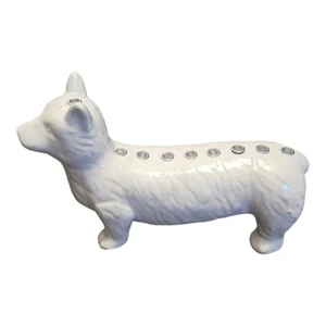 Weißer Keramik Corgi Hund Menora Chanukka  - Bild 1 von 6