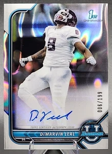 DeMarvin Leal/199 2021 Bowman U 1st RC refractor automático Texas A&M Steelers SP - Imagen 1 de 2