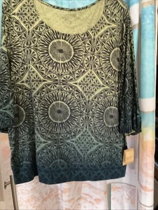 sonoma womens tops xl Olive Green Print NWT - Picture 1 of 2
