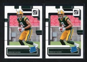 Lote de dos (2) tarjetas de novato RC 2022 Panini Donruss - #319 Christian Watson [base] - Imagen 1 de 2