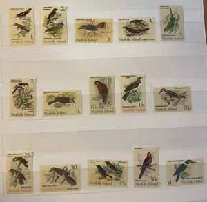NORFOLK ISLAND 1970-71 Birds Definitive Complete Set of 15 MNH - Picture 1 of 1