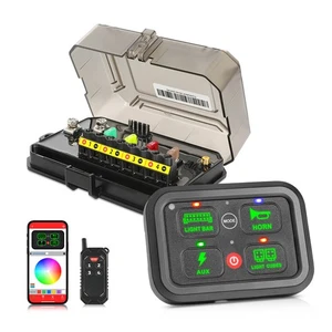 RGB 4 Gang Switch Panel LED Light Bar Electronic Relay System Car Boat Marine - Foto 1 di 15