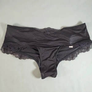 Victoria's Secret freche kleine dunkelgraue Riemchen-Spitze aus glattem Satin - Bild 1 von 5