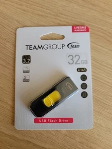 Team Group 32GB C145 USB 3.2 Memory Stick Flash Drive - Black/Yellow, UK Seller - Afbeelding 1 van 4