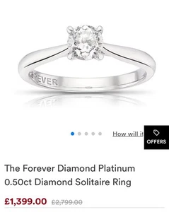 Forever Diamond Engagement Ring Size K /5 Beautiful Ring Engraved With Forever - Picture 1 of 5