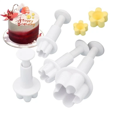 4 Pcs Flower Cookie Molds For Cake Decorating Fondant Flower Cutter - Image 1 of 4