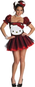 Hello Kitty Red Glitter Kostüm Damen Sexy Kleid Fasching Karneval  XS - L - Bild 1 von 1