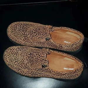 Lands' End Zapatos Mujer Talla 10 B 10B Estampado Leopardo Zapatos Confort Doble Cremallera - Imagen 1 de 9