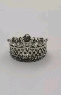 Anillo Tiara Princesa Corona Real Banda Eternidad Anillo Tono Plata Circonita cúbica Talla 6  Foto 1 de 4