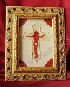 Cuadro de coral vintage, coral rojo natural, escultura de coral de Cristo 2d - Imagen 1 de 3