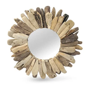 Rustic Driftwood Round Mirror 60 cm Wall Art Decor - Picture 1 of 1