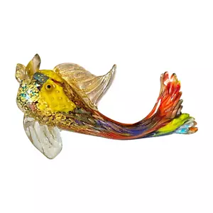 Pesce in vetro artistico vintage Murano soffiato a mano mutlicolor macchia d'oro - Foto 1 di 11