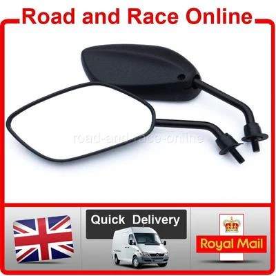 Pair Black 8mm Scooter Moped Mirrors Right & Left Short Stem Standard Thread - Image 1 of 4