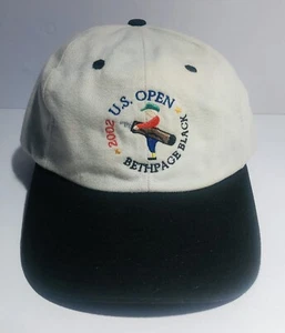 US Open 2002 Bethpage Black USGA Khaki & Black Embroidered Golf Cap Adj Hat - Picture 1 of 12