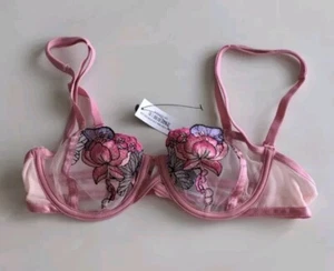 Adore Me Jayda Unlined Sheer Floral Bra 32B Underwire Sexy Mesh - Picture 1 of 3