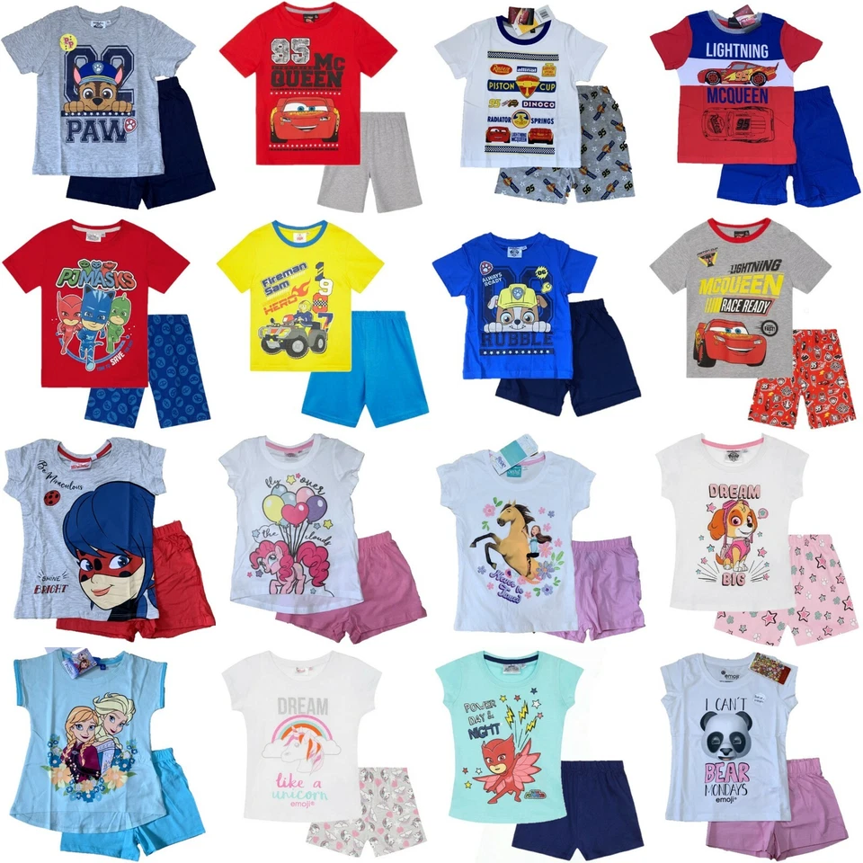 Boys Girls Kids Children Pyjamas Short Sleeve T-Shirt Shorts Set Age 2-12 Years - Image 1 of 1