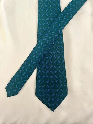 Vintage Vitaliano Pancaldi Silk Tie Teal Blue Geometric 90s Italy – Bold - Image 1 of 4