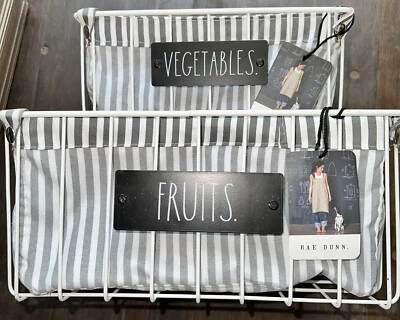 Rae Dunn Fruits & Vegetables Removable Striped Lining Baskets Kitchen Farmhouse - Image 1 of 4
