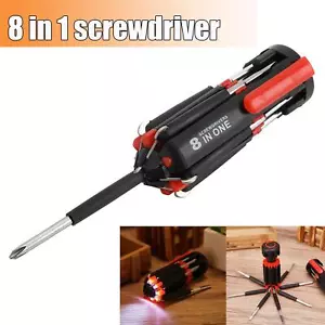🔥8 in 1 Screwdriver with LED Torch Flash light Multi~functional Repair Tools - Picture 1 of 12