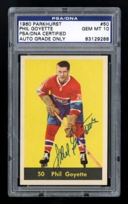 1960 Parkhurst 50 Phil Goyette PSA PSA/DNA 10 Montreal Canadien Stanley Cup Auto - Image 1 of 2