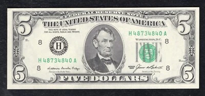 FR. 1978-H 1985 $5 FRN FEDERAL RESERVE NOTE ST. LOUIS, MO GEM UNCIRCULATED - Image 1 of 2