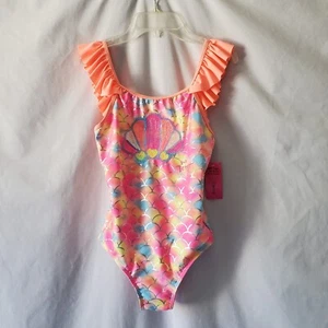 New Betsey Johnson Girls Size 14 One Piece Swimsuit Shell Boutique Style Ruffles - Picture 1 of 18