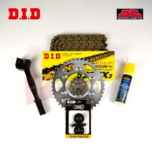 DID JT X-Ring Gold Chain and Sprocket Kit for Kawasaki ER6F / ER6N 650 2006-2016 - Picture 1 of 2