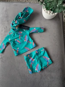 New Ted Baker Baby Boys Swimming Outfit Top Bottoms + Hat Parrot Newborn Cute - Picture 1 of 13