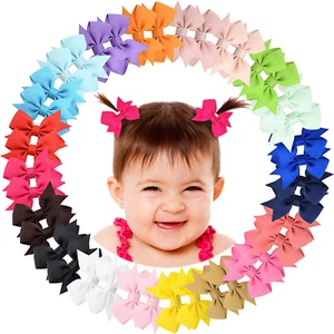 2" Baby Hair Clips Fully Lined Bows Tiny Alligator Clips for Infants and Toddler - Picture 1 of 12