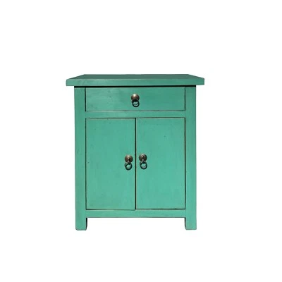 Chinese Turquoise Green Pastel Simple End Table Nightstand cs7371 - Image 1 of 4