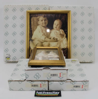 Lote de 5 marcos de fotos Burnes of Boston tono dorado 2-8x10, 3-4x6 - Nueva caja abierta Foto 1 de 4