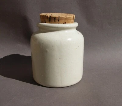 Pot ancien LAB en grès céramique vintage émaillé épices couverts bouchon liège 2 - Photo 1/4