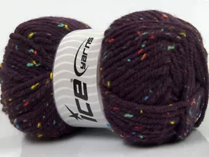 4-Skein Lot Wool Tweed Superbulky Yarn 4x100g Purple - Picture 1 of 4