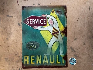 Renault Retro Workshop Sign Rusty Weathered Worn French - Picture 1 of 3