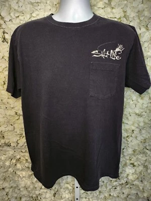 Salt Life T 恤 Live Wahoo 带头骨 鱼 黑色,LG,口袋 TEE,100% 棉 — 第 1/4 张图片