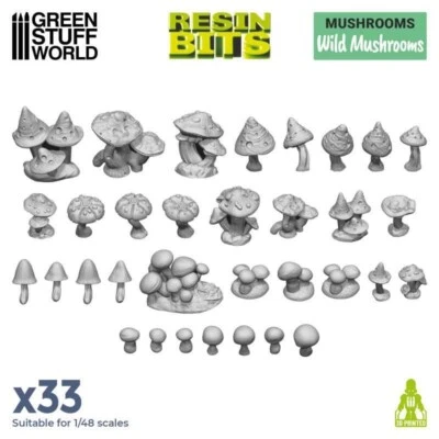 Set imprimé en 3D - Champignons sauvages - Sigmar Décors Modélisme Dioramas