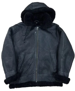 Herren schwarz B3 Luftwaffe Lammfell Schaffell Flieger Pilot Fliegerjacke HERGESTELLT IN DEN USA - Bild 1 von 7