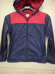 Vineyard Vines Jacket Boys M Blue Red Shell Windbreaker Zip Hoodie Colorblock - Picture 1 of 17