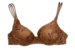 Nubian Skin Classic Lace Push-up Bra, Cinnamon, 32B Fits 30B Padded Medium Brown - Picture 1 of 5