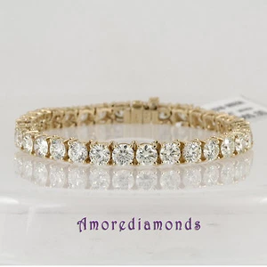 12.11 CT F SI1 IDEAL CUT NATURAL DIAMOND TENNIS BRACELET 14K YELLOW GOLD 7.25" - Picture 1 of 1