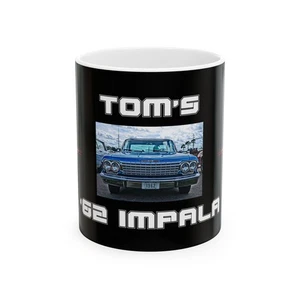 Gifts for Gearhead Personalized Custom Black Coffee Mug Car Photo Name Pinstripe - Picture 1 of 9