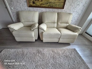 Ledergarnitur Couchgarnitur Ledercouch 2-Sitzer+ Relaxsessel elektr.- neuwertig - Bild 1 von 15