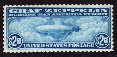 1930 US SC C15 Graf Zeppelin Passing Globe $2.60 Blue - MNH VF/XF - Image 1 of 3