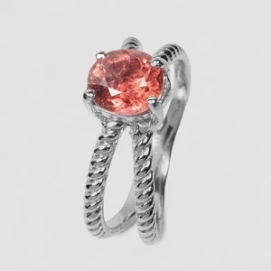 Anillos finos hechos a mano de turmalina Padparadscha Sunset de plata de ley 925 talla 6 - Imagen 1 de 9